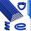 Syhood 30 Bacchette Curling Flessibili Rulli per Capelli in Schiuma Twist Bastoncini per Capelli in Morbida Schiuma Senza Calore Rulli e 1 Pettine Coda Topo in Acciaio (7 x 0,3 Pollici, Blu Scuro)