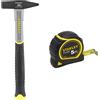 STANLEY STHT0-51907 Martello DIN, Fibra di Vetro, 300 g & STANLEY 0-30-697 Flessometro Tylon, 5 m x 19 mm