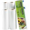 KitchenBoss Sacchetto per sottovuoto alimentare, 4 rotolo da 15 x 5 m, 20 x 5 m, Total 20 m, rotoli sotto vuoto alimentari con 2 scatola di cucito, senza BPA, per macchina sottovuoto KitchenBoss
