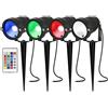 AHOTSUK RGB 4 Pezzi Faretto da Giardino 5W,Faretti LED da Giardino Impermeabile IP66 Luci per Esterno Faretti da Giardino con picchetto