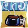 Collection d'Art - Kit punto croce per cuscino, motivo: tazza di caffè, multicolore, 40 x 40 cm