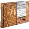 Erreke Tagliere in Legno di Teak Naturale End Grain, 44x29,5x3,2 cm, Grande | con Scanalatura Raccogli-Succhi. Reversibile e con Manici Integrati. Tagliere Legno Cucina. Per Formaggi Salumi Carne Pane