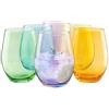 TREND FOR HOME Set Bicchieri Acqua Vetro 624 ml Bicchieri Cocktail 6 Pezzi Bicchieri Colorati Vetro Bicchieri da Cocktail Tumbler Bicchieri Aperol Spritz Caffè Freddo Succo di Frutta, Phoebe Rainbow