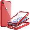 JETech Cover per iPhone XR 6,1 Pollici con Pellicola Protettiva Antigraffio Integrata, Custodia con Telefono Robusta a 360 Gradi Full Body con Retro Trasparente (Rosso)