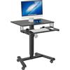 BONTEC Scrivania per Computer 65×45 cm, con Tastiera Scorrevole Angolare, Postazione di Lavoro mobile a doppio strato con 4 ruote Piroettanti, Tavolino regolabile in altezza per soggiorno e camera