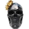 Kare Design oggetto decorativo Flower Skull, nero/multicolore, 22cm, teschio decorativo con fiori, fatto a mano