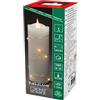 Konstsmide Candela LED in vera cera, colore bianco crema, con fiamma 3D e filo argentato, timer 4h/8h, 1 diodo color ambra/8 LED, funzionamento a batteria, interno 0,27 W, 2 batterie AA 1,5 V escluse