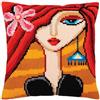 Collection D'Art Kit punto croce, motivo: collezione d' arte cuscino: ragazza con un turchese orecchino/40 x 40, multi, 40 x 40 cm