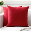 Encasa XO Encasa Set di 2 federe per cuscini in cotone I 18x18 in (45x45 cm) - Deep Red I Senza inserto I Tinta unita Square Federe I Lavabili in lavatrice | Solo per uso interno
