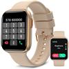 BRIBEJAT BT3 Smartwatch Donna Orologio Fitness Compatibile Samsung iPhone(Comporre/Rispondere Alle Telefonate) 1,7 Pollici 2.5D, Assistente Vocale, Frequenza Cardiaca/Monitor Del Sonno, Oro Rosa