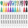 Kalolary 12 Colore 3D Nail Art Pen, Smalto per Penna per Pittura Decorazioni Unghie per Disegno, Penna per Nail Art Fai Da te Graffiti Pen Manicure Bellezza Adorna Regalo per Halloween Natale