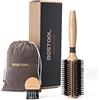 BESTOOL Spazzola rotonda per asciugatura, setole di cinghiale con perni in nylon Spazzola rotonda per capelli, spazzola professionale per lo styling per donne e uomini (Barrel 28mm)