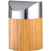 axentia Mini pattumiera da tavolo in bambù e acciaio inox spazzolato opaco con coperchio basculante Bonja, ca. 12 cm x 16, 5 cm, 0,8 l, marrone/legno
