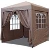 Quick Star Gazebo Pop-Up 2,5 x 2,5 m Beige con 4 Fianchi Nastro di Fissaggio Facile con 2 Cerniere