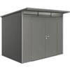 Biohort Casetta da giardino biohort avantgarde a5 in acciaio zincato colore grigio quarzo metallizzato con porta battente doppia 260x220x218 cm