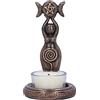 Nemesis Now - Portacandela a tripla dea, 12 cm, colore: Bronzo