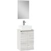 Baikal Mobile da bagno in onice con fondo ridotto, mobile sospeso a parete con lavabo in ceramica su piano mobile montato con specchio 46 cm fondo 36, 2 ante rovere grigio