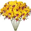 FagusHome 6 Pz Fiori Orchidea Phalaenopsis Fiori Artificiali Artificiali Phalaenopsis Fiori 80cm Orchidea Artificiali Pianta Finta per Decorazione (Giallo Piebald)