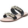 QUEEN HELENA Ciabatte Gioiello Basse con Strass Pietre Doppia Fascia Eleganti Casual Donna Y3029 Nero 39