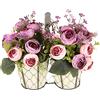 Flair Flower Fioritura artificiale nel cestino, motivo peonia, rosa fattoria, centrotavola di seta, bouquet di fiori artificiali