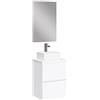 Baikal Mobile da bagno Onyx, fondo ridotto. Mobile sospeso a parete con lavabo in ceramica su piano. Varie finiture e misure. Mobile montato con specchio 50 cm profondità 39, 2 cassetti bianco opaco