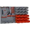 DURHAND 44PZ Contenitore Portautensile Scatole Regolabili e Rimovibile, Montaggio a Muro, PP, Rosso Grigio, 54x22x95cm|Aosom