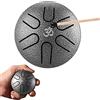 Aedcbaide Mini Steel Tongue Drum, 3 Pollici 6 Note Handpan Strumenti Musicali Tamburo in Acciaio Tromba Strumento Musicale con Bacchette per l'educazione musicale Concerto Yoga Principianti (Argento)