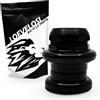 LOEVELOSI Set sterzo per bicicletta, 1-1/8 pollici, nero, per bici da corsa, set di cuscinetti in stile retrò, 1 1/8, nero