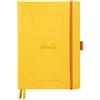 RHODIA 117585C - taccuino morbido Goalbook giallo Narciso - A5 14,8X21cm - Puntinato DOT - 240 pag. - Carta Clairefontaine Bianca 90g/m² - 2 nastri, chiusura con elastico - Simil Cuoio