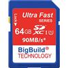 BigBuild Technology eMemoryCards 64 GB ultra veloce 90 MB/s scheda di memoria SDXC per fotocamera Sony Cybershot DSC RX100 M3