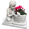 STATUA PORTA VASO DA GIARDINO TOMMY IN CEMENTO ANTICATO COLORE GRIGIO - 46x58x41 CM