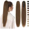 Silk-co Extension Capelli Veri Coda di Cavallo con Pinza #4 Marrone Cioccolato 100% Remy Human Hair Ponytail Extension Coda 40 cm