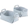 Wenko Cestello in feltro Nina S, set di 2 cesti portaoggetti in feltro di poliestere riciclato, cestelli in feltro pieghevoli salvaspazio con pratici manici, 2,4 l cad., 19 x 14 x 9 cm, grigio chiaro