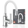 EISL Rubinetto per lavabo FLEXO, beccuccio flessibile bianco, rubinetto bagno, rubinetto flessibile regolabile, NI075FLCRW