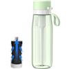 Borraccia Philips GoZero Filtra Acqua, 1 Filtro incluso, Daily Bottle 660ml Filtrazione Carbone Attivo, Verde