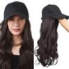 SEGO Extension Capelli Ricci Mossi Finti con Cappello Posticci Sintetici Donna Full Head 40cm Pesa 290g - Marrone Scuro