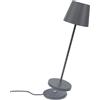 K-Bright Lampada LED Dimmerabile da tavolo in alluminio, H38cm，Ricaricabile Colore luce calda Per interni/esterni Lampada da tavolo con base di ricarica a contatto (grigio scuro)
