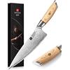 XINZUO 21.2cm Coltello da Chef Acciaio Composto, Coltello da Cucina Professionale Coltello da Cuoco 10Cr15CoMoV Acciaio Composto, Coltello da Gyuto Affilata -con Manico in Legno di Pakka