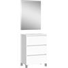 Baikal Neo, Melammina 16 mm Ceramica Mobili da Bagno con lavabo e Specchio, Bianco, 50 cm