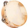 FUZEAU - 593 - Tamburello in pelle naturale - ø15 cm - 8 piatti - Reggiatura in legno - Leggero e facile da maneggiare - Vero strumento musicale - Ideale per apprendimento ritmico - Da 3 anni