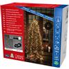 Konstsmide Micro LED Compactlights - Guaina da costruzione con anello, 6 fili da 110 diodi satinati, timer da 8 ore, 660 diodi a luce bianca calda, trasformatore esterno da 30 V (IP44), 6 W, cavo nero