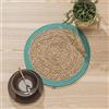 Sancarlos — Set of 2 Happy Placemats, Natural Color with Green Detail, Round.
