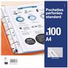 Oxford 100 buste in plastica A4 perforate in polipropilene trasparente con grana antiriflesso