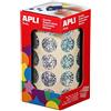Apli Kids 11634 - Rotolo di 1770 adesivi metallizzati, rotondi, 20 mm