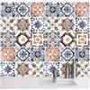 RE-COVERTILES - Adesivi Piastrelle Cucina Bagno Mattonelle adesive in PVC Impermeabili Antigraffio Stickers Decorazione Parete Cementine Peel and Stick - Modello 24 Pz 10x10 cm PS00001 Made in Italy