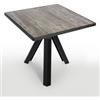 BELLELLI DESIGN Tavolo Da Esterno Quadrato In Polipropilene Ometto Base Nera Piano Pino Anticato - cm 80x80