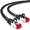 deleyCON 1,5m Cavo di Rete Cat6-1000 Mbit (Rame, S/FTP, Privo di Alogeni) Cavo Patch RJ45 Gigabit Ethernet LAN - per DSL Internet WLAN Switch Router Modem Patch Panel PoE - Nero