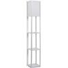 HOMCOM Lampada da Terra con 3 Mensole Integrate, Attacco E27 Potenza 40W, Arredamento Moderno in MDF, 26x26x160cm, Bianco|Aosom