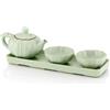 Tea Soul Set in porcellana Ru verde con vassoio 4 pz