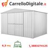 Box in Acciaio Zincato Casetta da Giardino in Lamiera 3.60 x 1.75 m x h2.12 m - 110 KG - 6.30 metri quadri - BIANCO